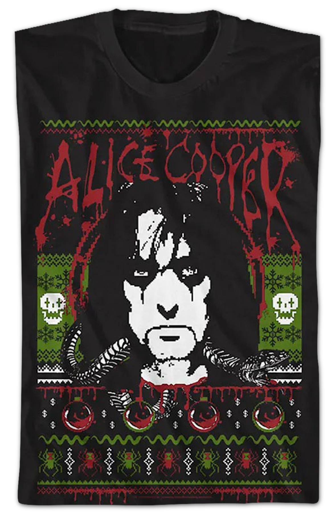 Faux Ugly Christmas Sweater Alice Cooper T-Shirt Hoodie, Sweatshirt | CiraTrend.com (Image 2)
