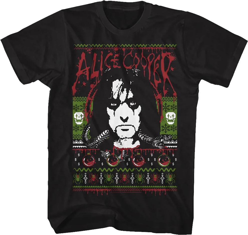 Faux Ugly Christmas Sweater Alice Cooper T-Shirt Hoodie, Sweatshirt | CiraTrend.com (Image 1)