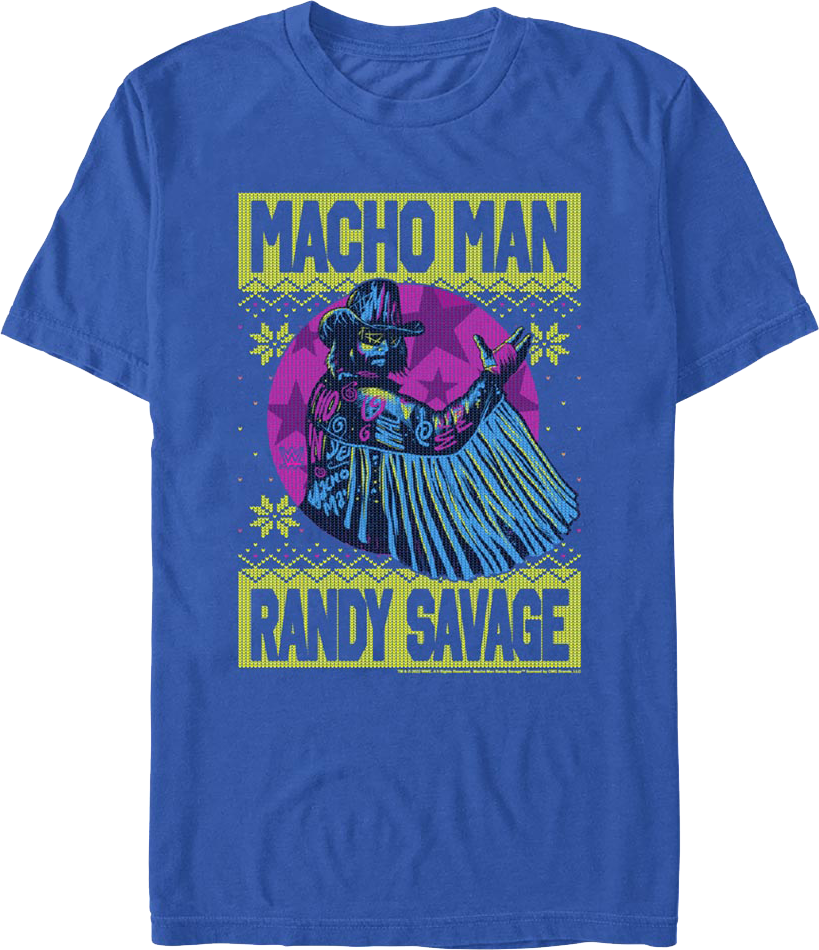 Faux Ugly Christmas Sweater "Macho Man" Randy Savage T-Shirt Hoodie, Sweatshirt | CiraTrend.com (Image 1)