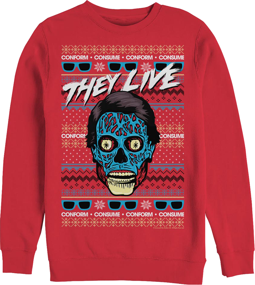 Faux Ugly Christmas Sweater They Live Sweatshirt T-Shirts, Hoodie | CiraTrend.com (Image 1)