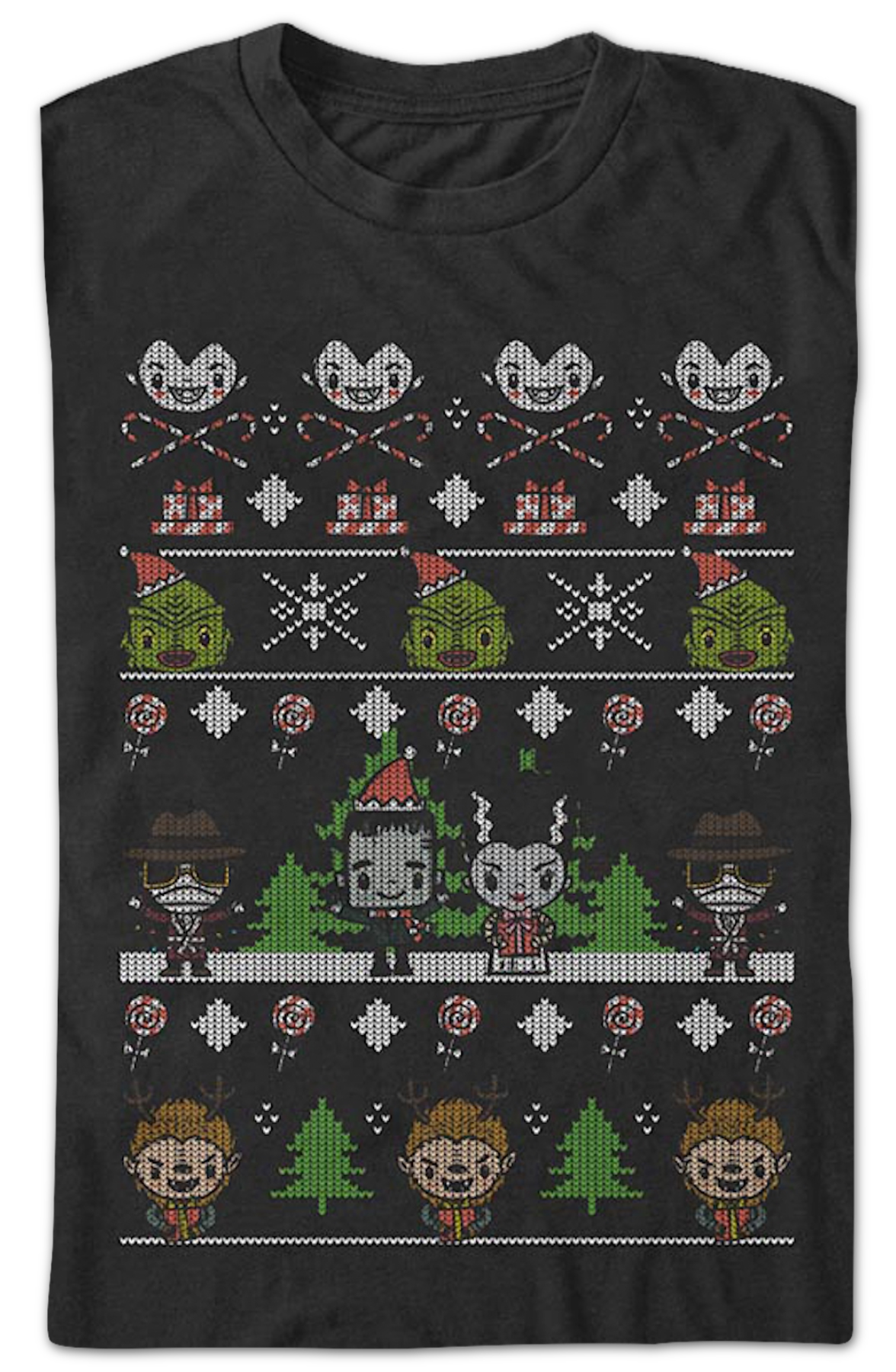 Faux Ugly Christmas Sweater Universal Monsters T-Shirt Hoodie, Sweatshirt | CiraTrend.com (Image 2)