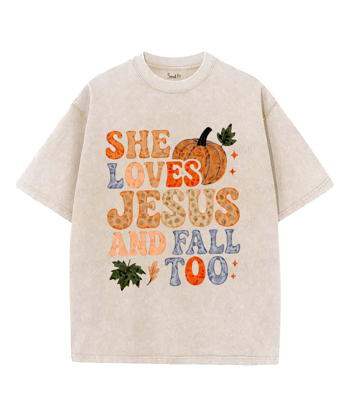 She Loves Jesus And Fall Too Unisex Washed Christian T-shirt Hoodie, Sweatshirt | CiraTrend.com (Image 3)