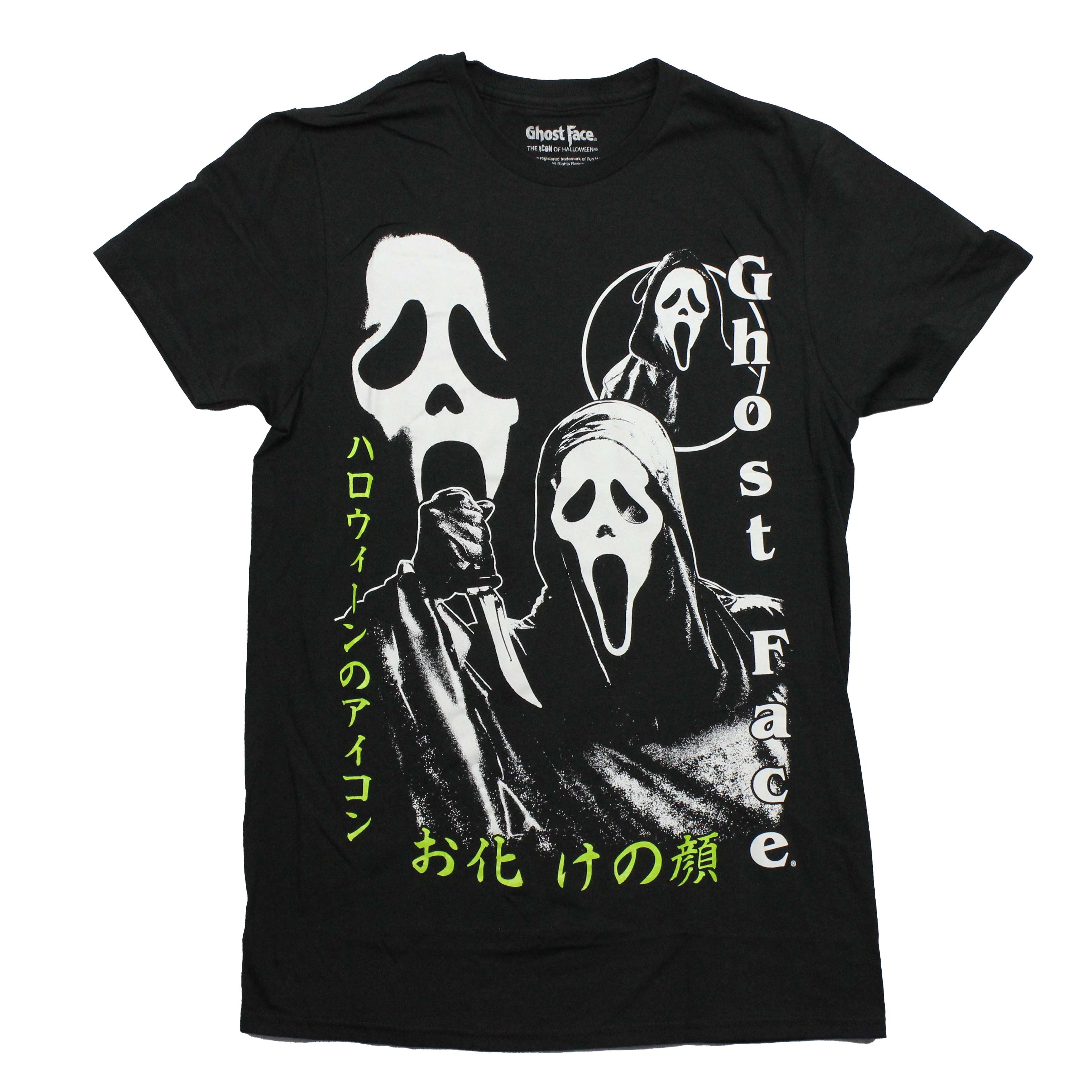 Ghost Face  Mens T-Shirt - Trio of Distressed White Images Green Kanji Hoodie, Sweatshirt | CiraTrend.com