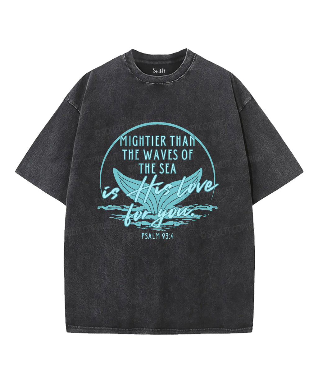 Mightier Than The Waves Unisex Washed Christian T-shirt Style003 Hoodie, Sweatshirt | CiraTrend.com (Image 1)