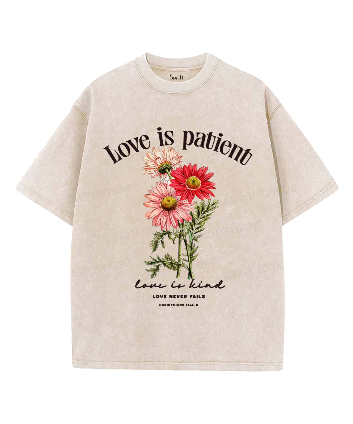 Love Is Patient Unisex Washed Christian T-shirt Hoodie, Sweatshirt | CiraTrend.com (Image 1)