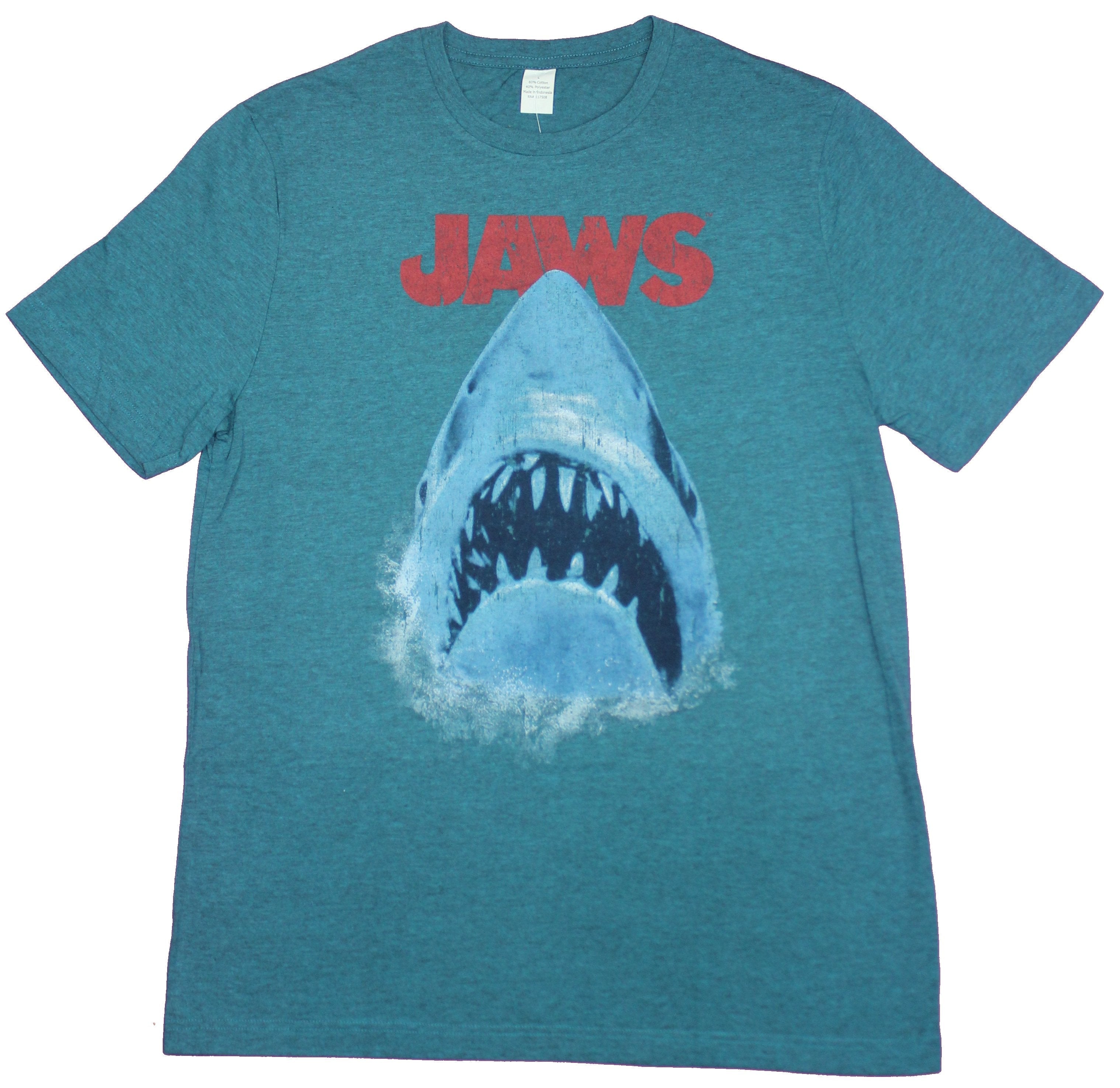 Jaws Mens T-Shirt- Distressed Big Mouth Shark Under Red Name Image Style006 Hoodie, Sweatshirt | CiraTrend.com