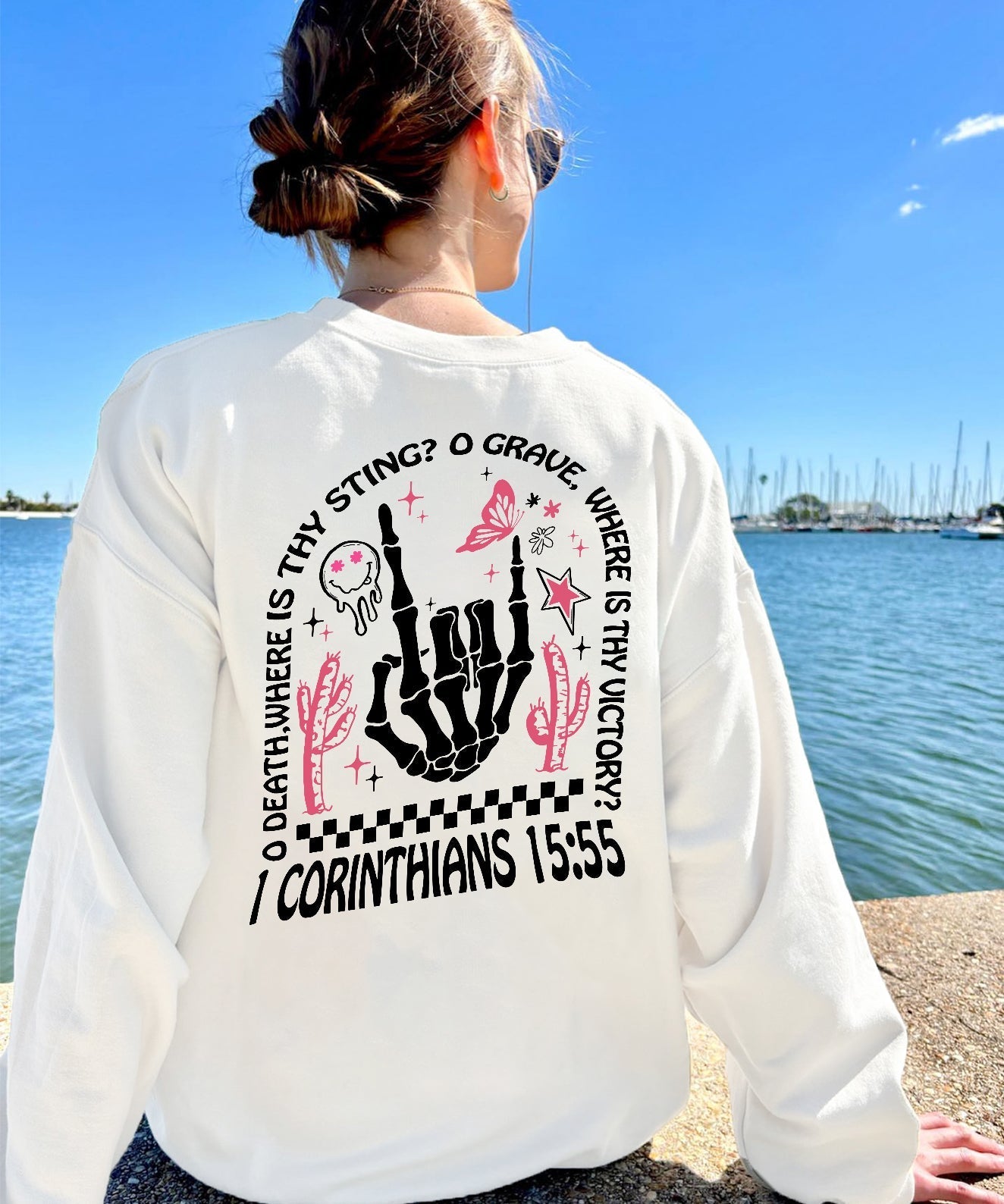 O Death Where Is Thy Sting Double Sided Cotton Christian Sweatshirt T-Shirts, Hoodie | CiraTrend.com (Image 1)