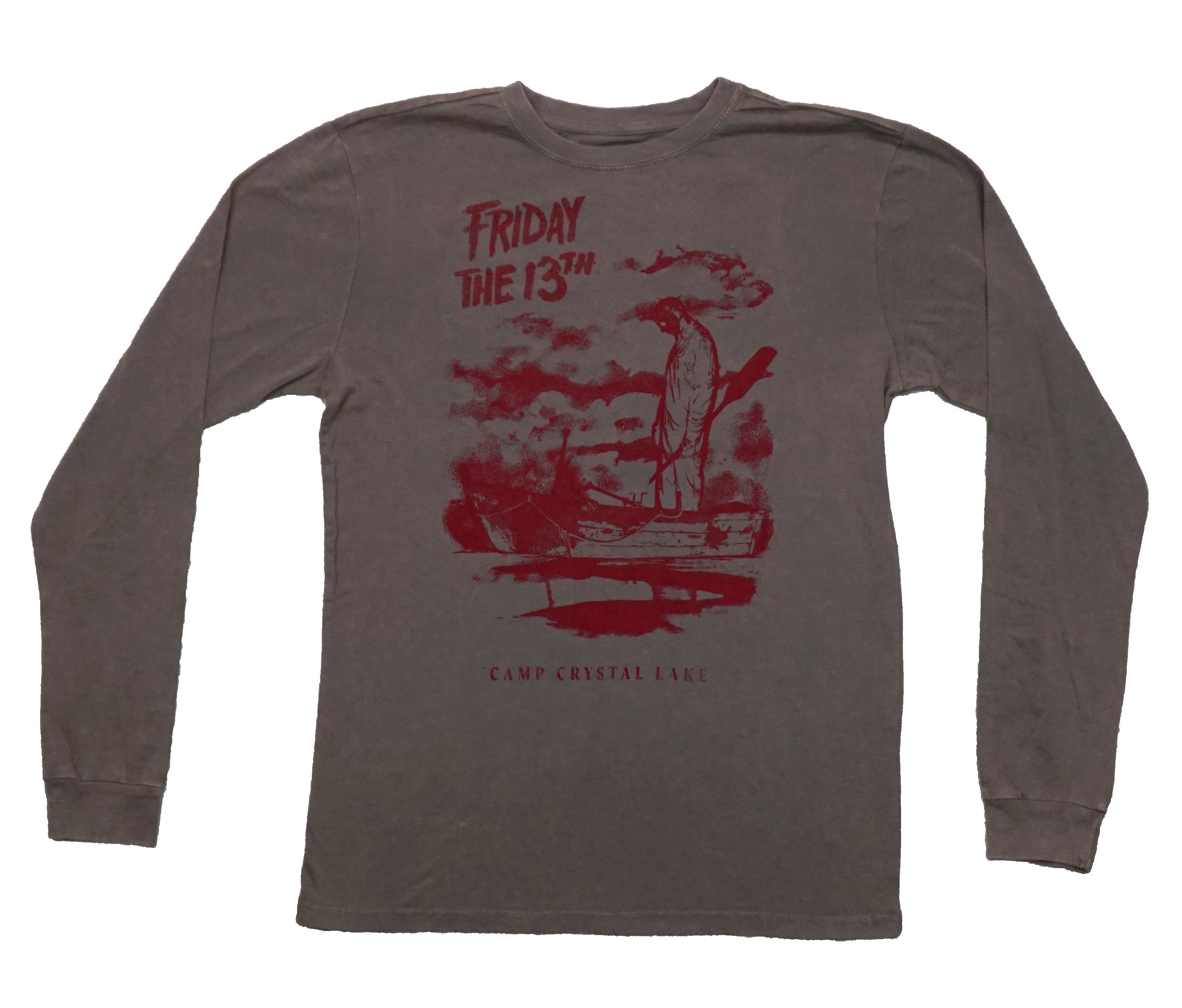 Friday the 13th Mens Long Sleeve T-Shirt - Red Jason in Boat Camp Crystal Lake Hoodie, Sweatshirt | CiraTrend.com
