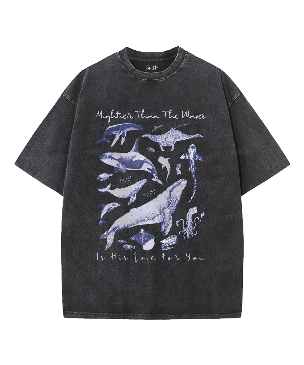 Mightier Than The Waves Unisex Washed Christian T-shirt Style004 Hoodie, Sweatshirt | CiraTrend.com (Image 1)