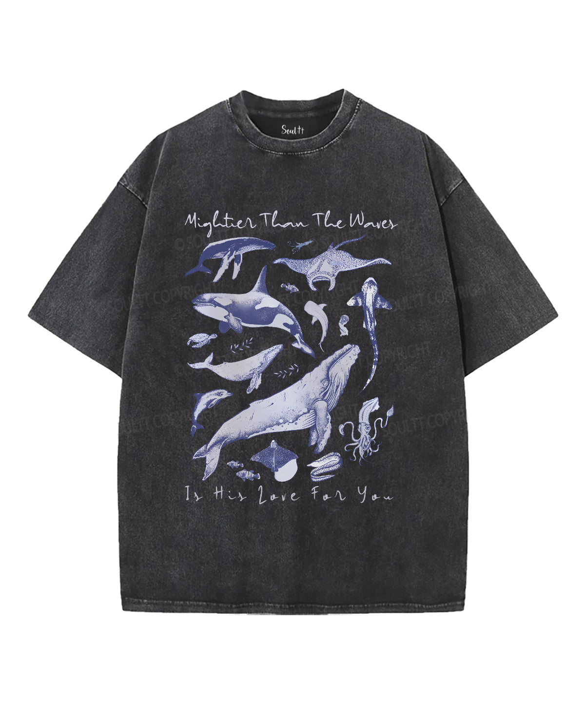 Mightier Than The Waves Unisex Washed Christian T-shirt Style004 Hoodie, Sweatshirt | CiraTrend.com (Image 1)