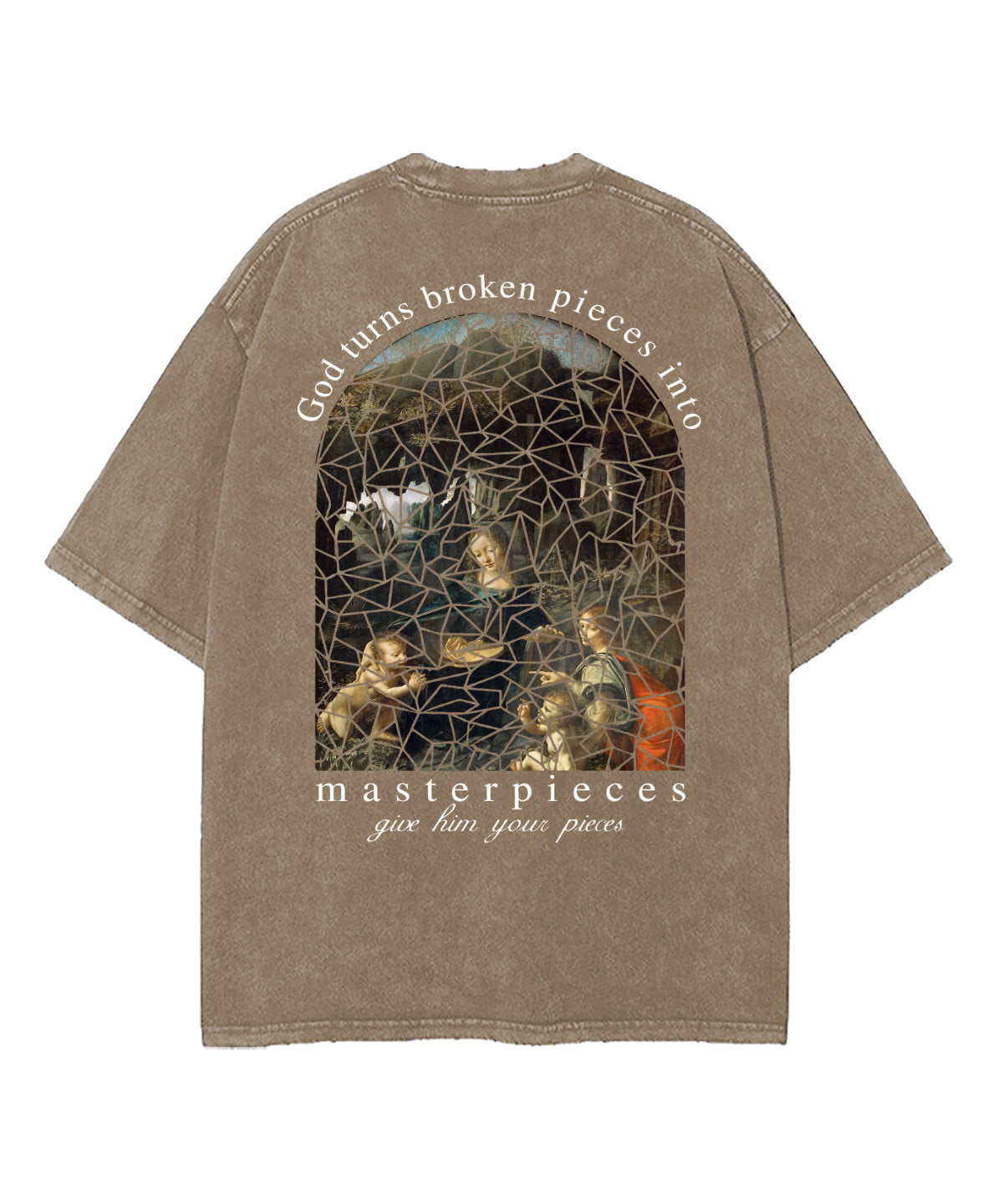 Virgin of the Rocks God Turns Double Sided Washed Christian T-shirt Hoodie, Sweatshirt | CiraTrend.com (Image 4)