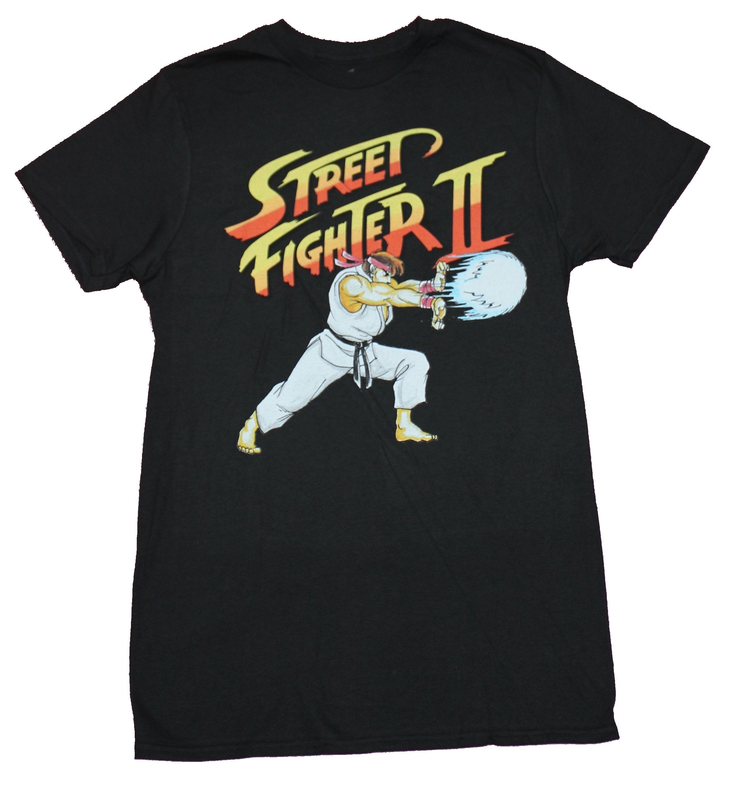 Street Fighter II Mens T-Shirt - Ryu Hadouken Throwing Under Logo Image Hoodie, Sweatshirt | CiraTrend.com