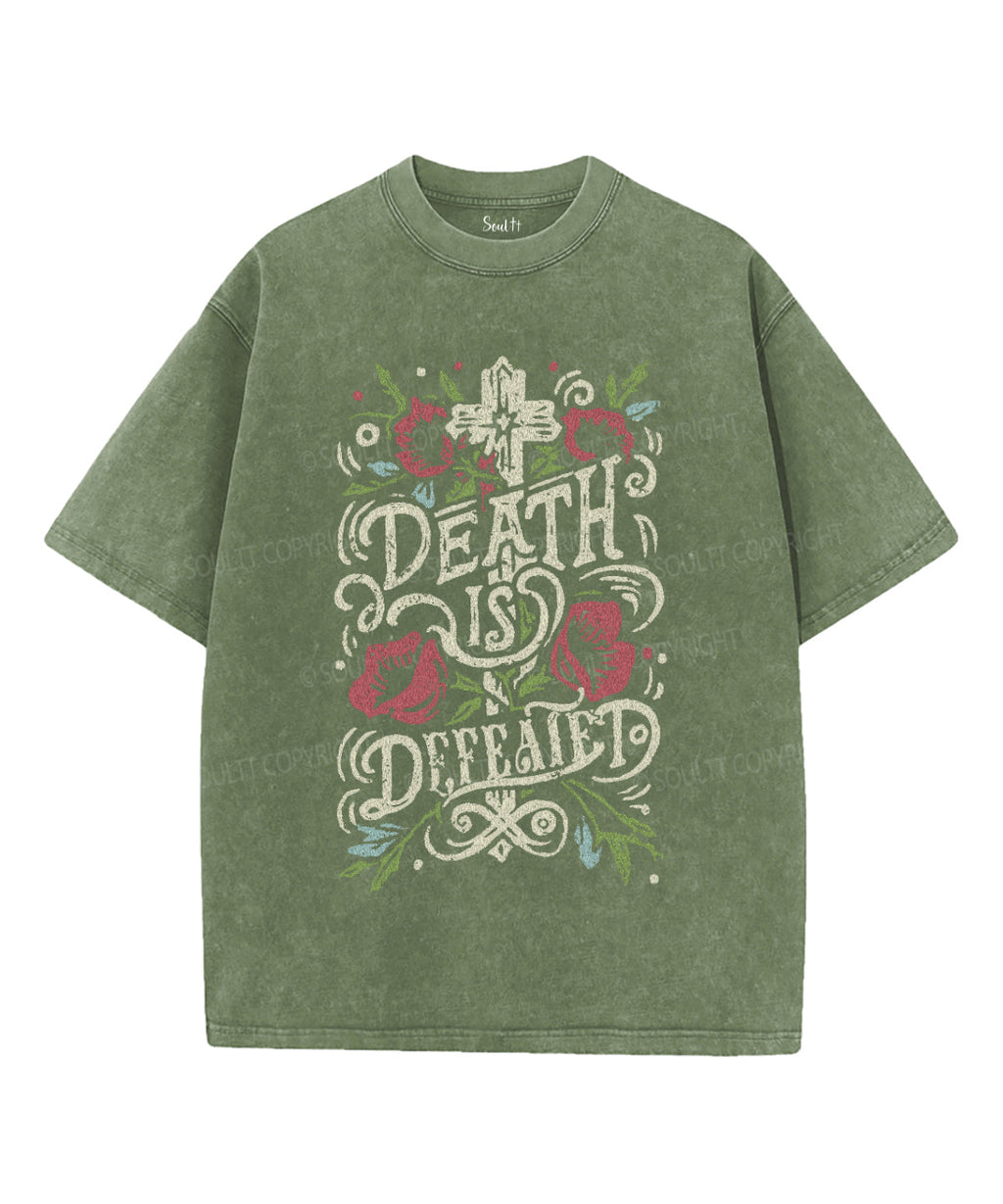 Death Is Defeated Washed Christian T-Shirts, Hoodie, Sweatshirt