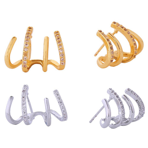 14K Dipped Claw Shaped Cz Post Earrings