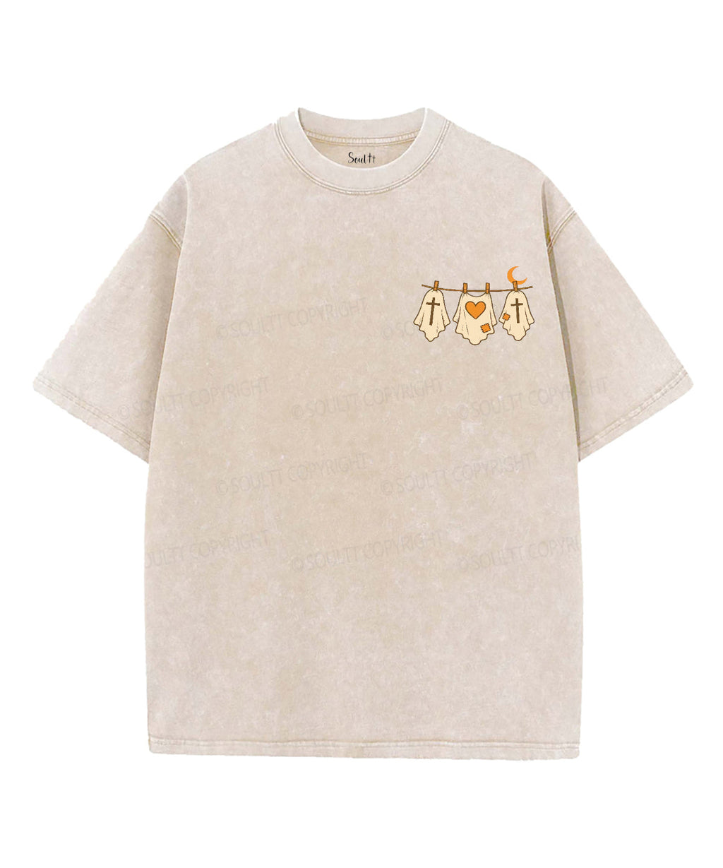 Halloween Ghost Double Sided Unisex Washed Christian T-shirt Hoodie, Sweatshirt | CiraTrend.com (Image 3)