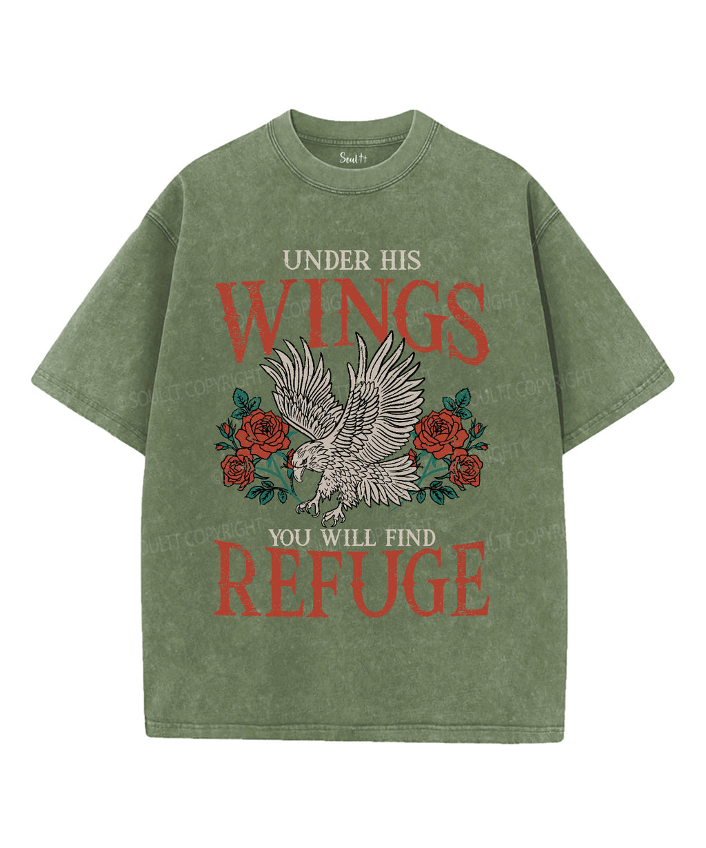 Under His Wings Washed Christian T-shirt Hoodie, Sweatshirt | CiraTrend.com (Image 5)
