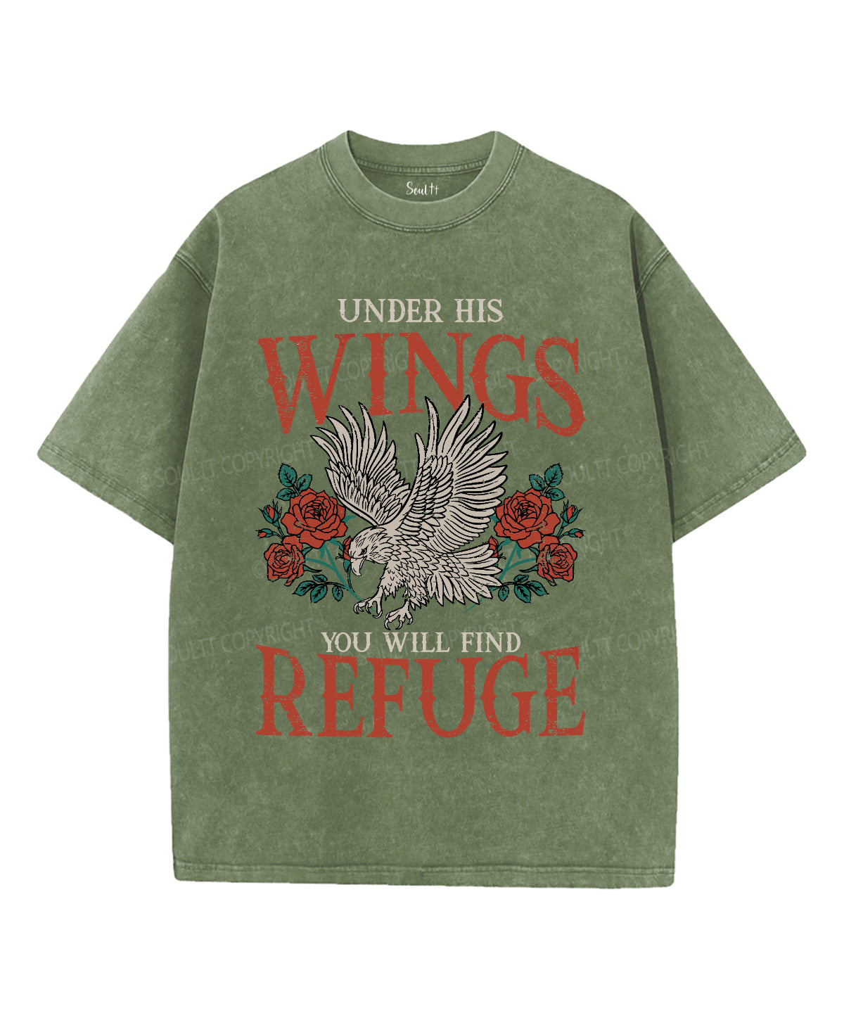 Under His Wings Washed Christian T-shirt Hoodie, Sweatshirt | CiraTrend.com (Image 5)