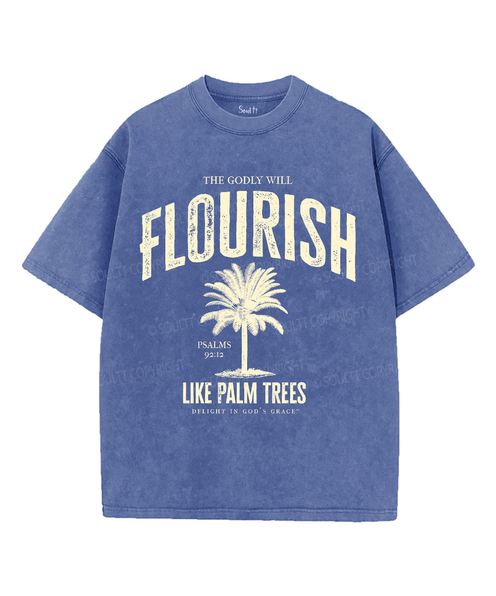 Flourish Like Palm Trees Unisex Washed Christian T-shirt Hoodie, Sweatshirt | CiraTrend.com (Image 4)