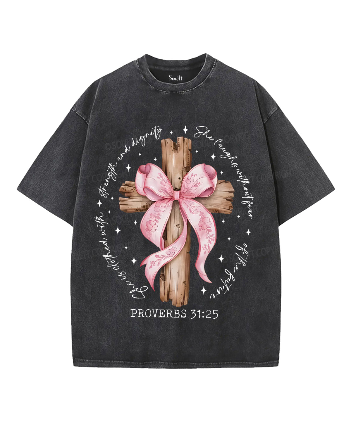 She Is Clothed with Strength and Dignity Unisex Washed Christian T-shirt Hoodie, Sweatshirt | CiraTrend.com (Image 1)