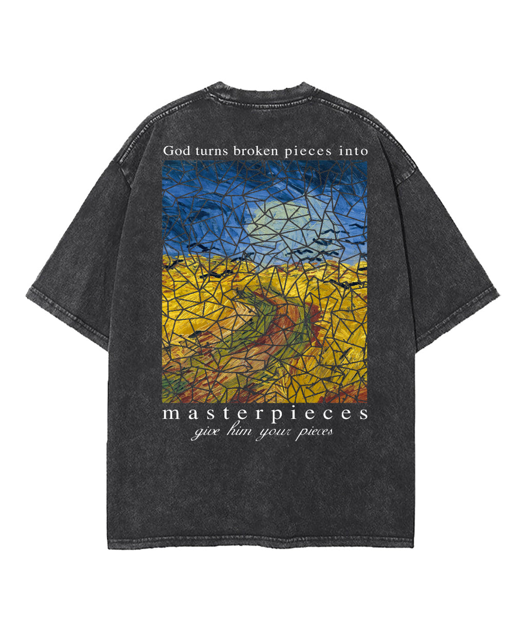 God Turns Broken Pieces Into Masterpieces Washed Christian T-shirt Hoodie, Sweatshirt | CiraTrend.com (Image 3)