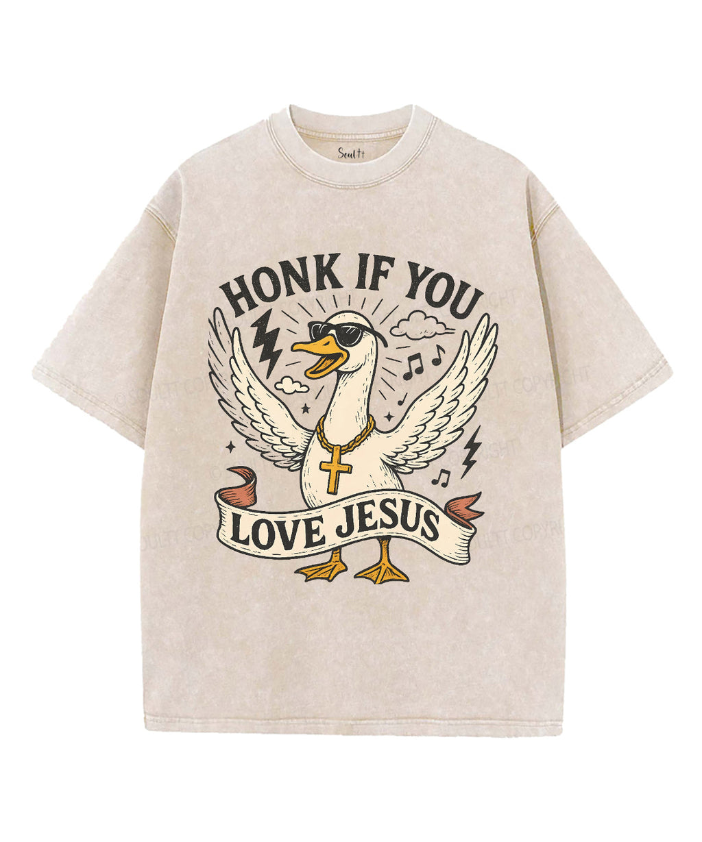 Honk If You Love Jesus Unisex Washed Christian T-shirt Hoodie, Sweatshirt | CiraTrend.com (Image 4)