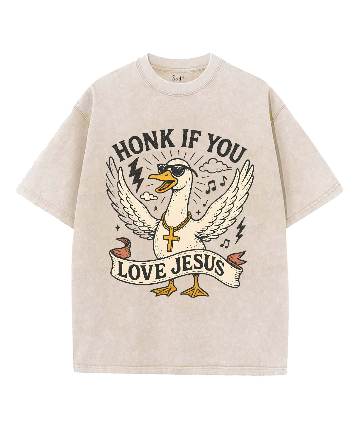 Honk If You Love Jesus Unisex Washed Christian T-shirt Hoodie, Sweatshirt | CiraTrend.com (Image 4)