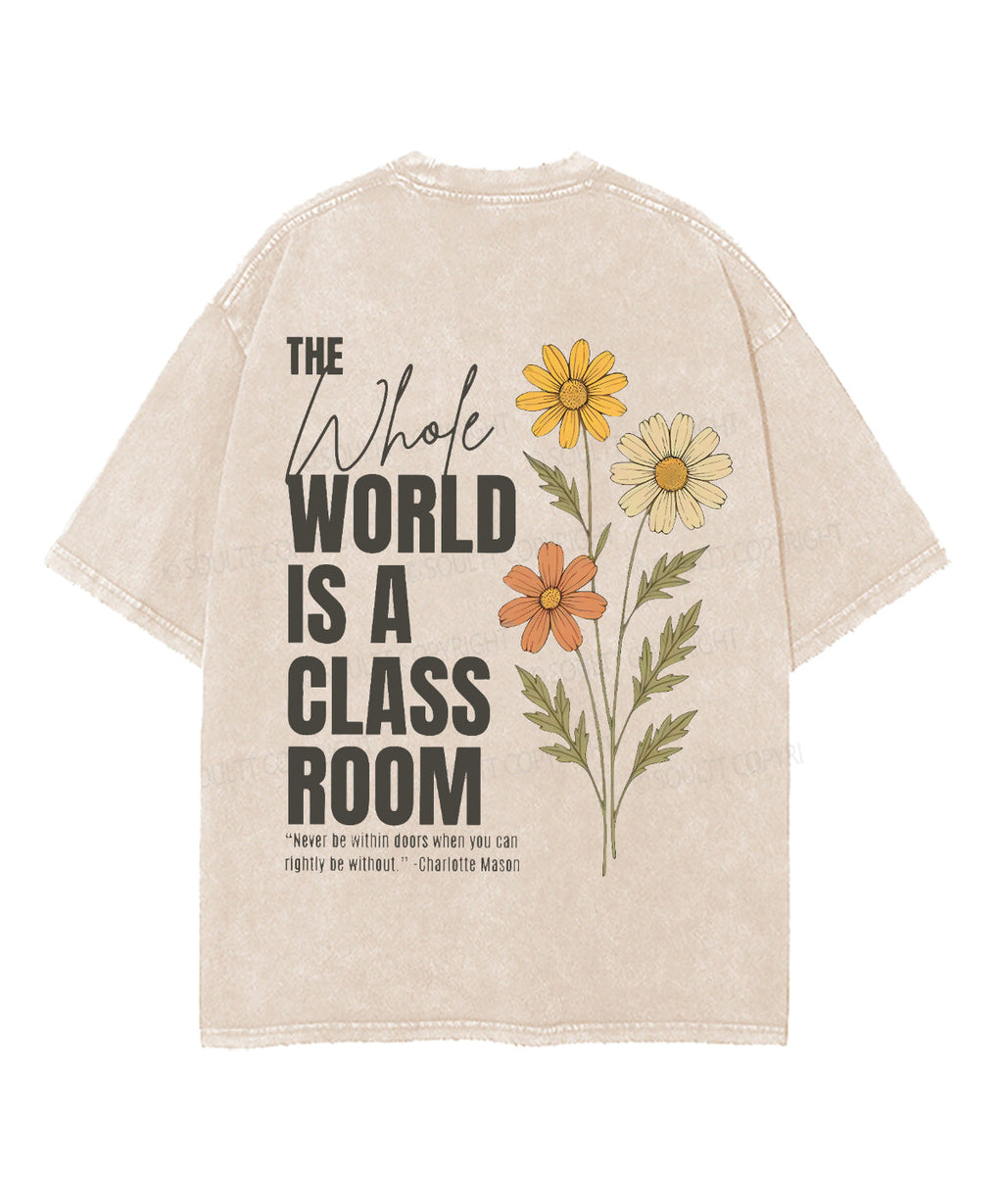 World Is A Classroom Double Sided Unisex Washed Christian T-shirt Hoodie, Sweatshirt | CiraTrend.com (Image 2)