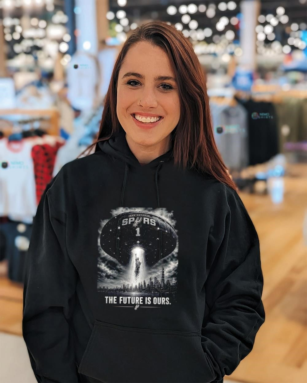 San Antonio Spurs UFO the Alien the future is ours NYC slogan shirt