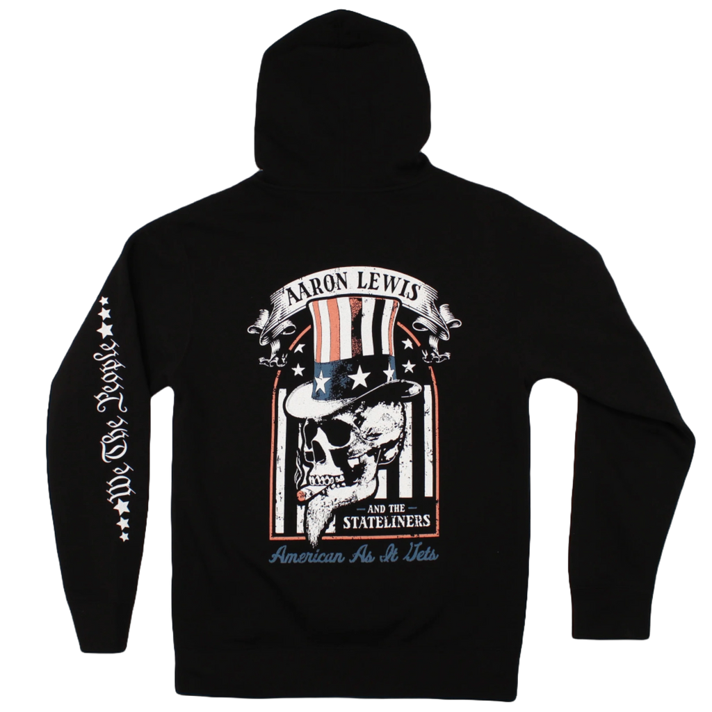 Aaron Lewis Uncle Sam Skull Mens Zip-Up Hoodie Black T-Shirts, Sweatshirt | CiraTrend.com (Image 2)