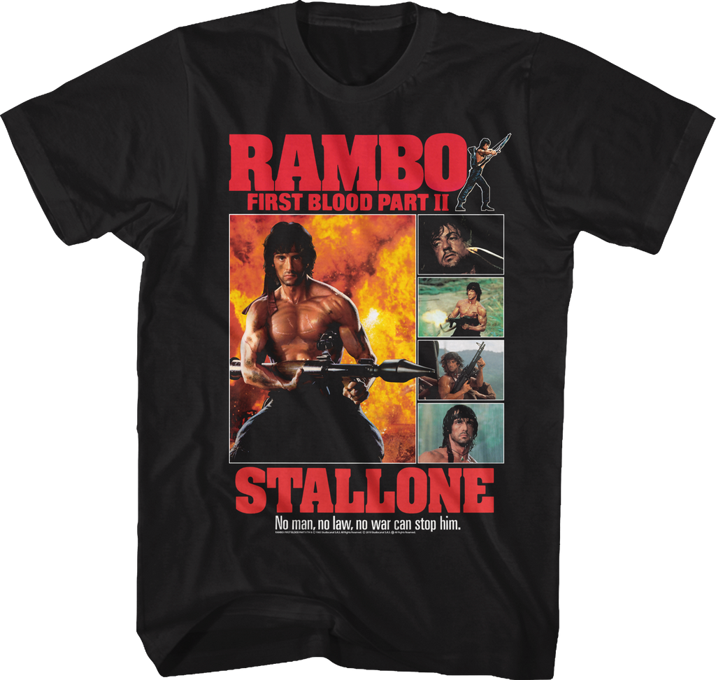 First Blood Part II Collage Rambo T-Shirt Hoodie, Sweatshirt | CiraTrend.com (Image 1)