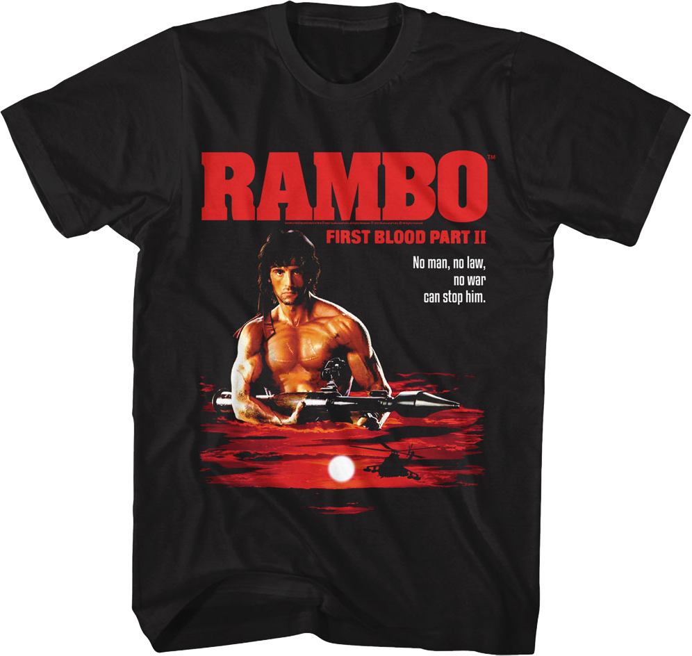 First Blood Part II Tagline Poster Rambo T-Shirt Hoodie, Sweatshirt | CiraTrend.com (Image 1)