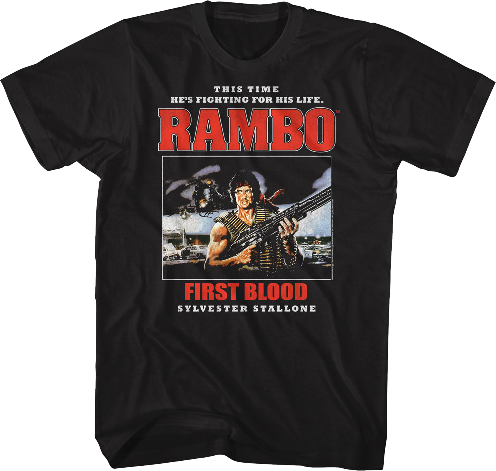 First Blood This Time He's Fighting For His Life Rambo T-Shirt Hoodie, Sweatshirt | CiraTrend.com (Image 1)