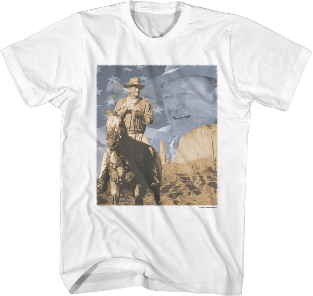 Flag Collage John Wayne T-Shirt Hoodie, Sweatshirt | CiraTrend.com (Image 1)