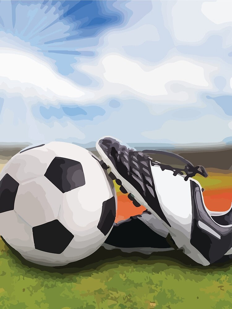 soccer ball and cleats by Angela C