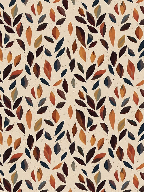 Asymmetrical Boho Leaves Pattern - Dark Leaves on Beige Background by kougan
