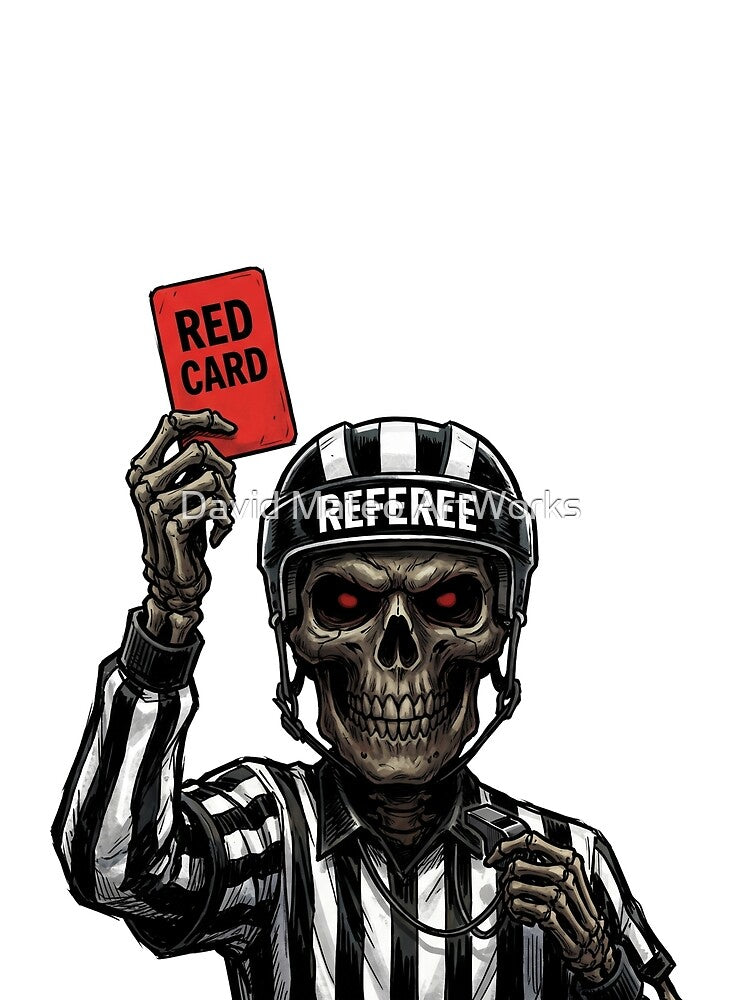 Red-Eyed Skeleton Referee Red Card — Soccer World Cup by David Mateo ArtWorks