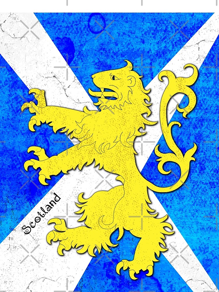 Scotland Flag with Lion - Modern  Look, Grunge style by scrolla