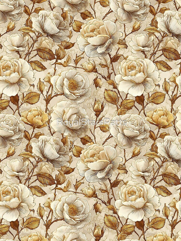 Petaled Rose Print  - Flower Bouquet Pattern  - Dad Fathers Day Gifts by RoyalStarsPatts