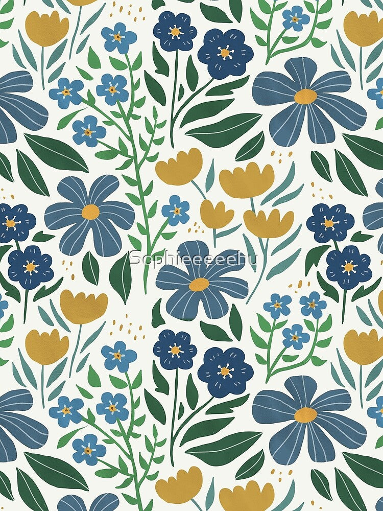 Seamless blue flower print by Sophieeeeehu