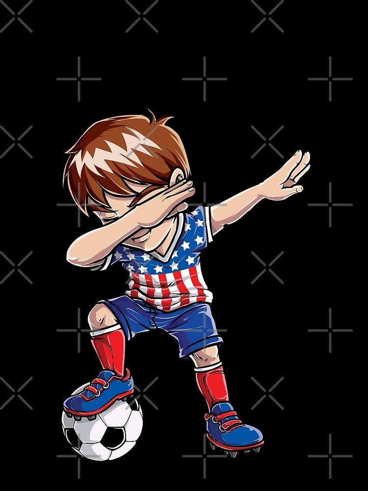 Dabbing Soccer T shirt for Boys Dab USA Flag Funny Football by LiqueGifts