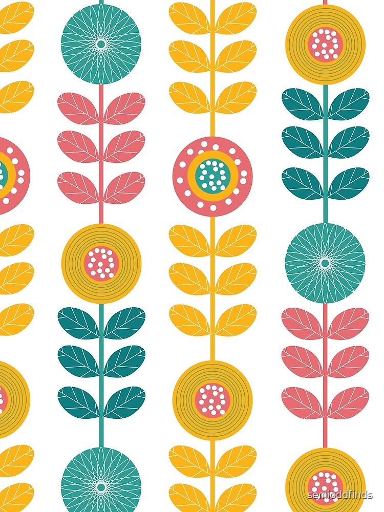Retro Floral Pattern Flowers by semioddfinds