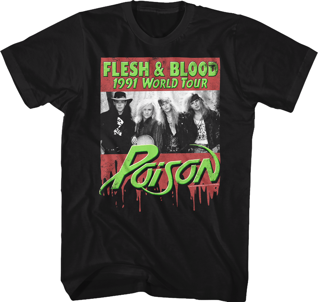 Flesh & Blood 1991 World Tour Poison T-Shirt Hoodie, Sweatshirt | CiraTrend.com (Image 1)