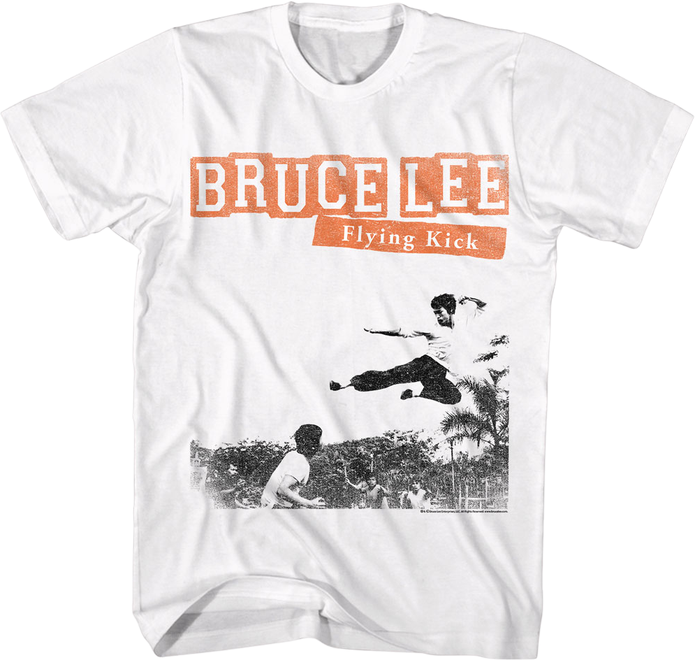 Flying Kick Bruce Lee T-Shirt Hoodie, Sweatshirt | CiraTrend.com (Image 1)