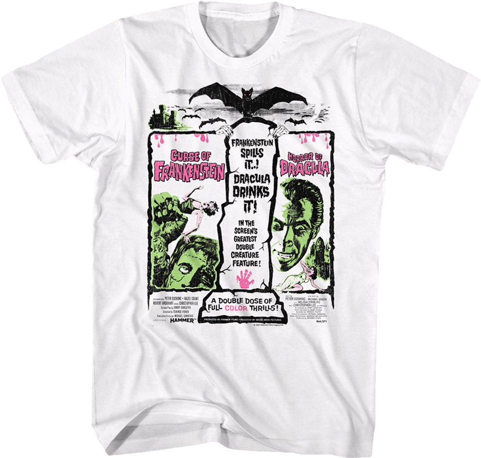 Frankenstein And Dracula Double Feature Poster Hammer Films T-Shirt Hoodie, Sweatshirt | CiraTrend.com (Image 1)