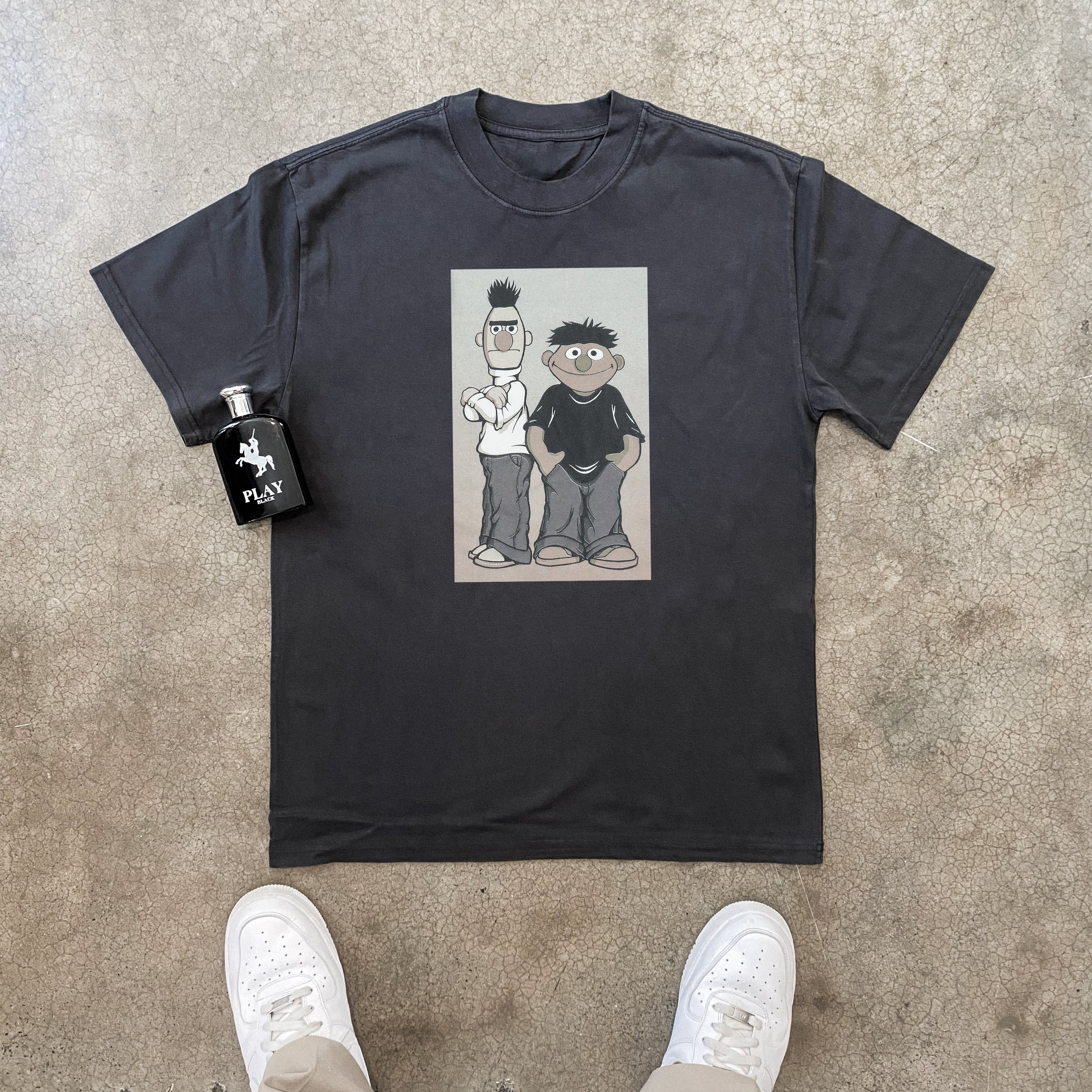 1990s BERT AND ERNIE VINTAGE JIM HENSON MUPPETS  HEAVYWEIGHT BLACK T-SHIRT Hoodie, Sweatshirt | CiraTrend.com (Image 1)