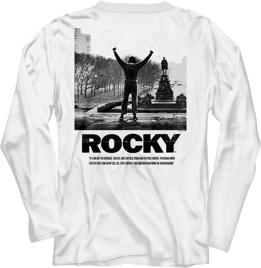 Front & Back Go The Distance Rocky Long Sleeve Shirt Hoodie, Sweatshirt | CiraTrend.com (Image 1)