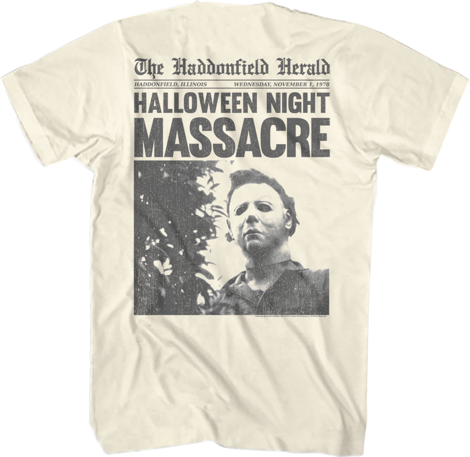 Front & Back Michael Myers Headline Halloween T-Shirt Hoodie, Sweatshirt | CiraTrend.com (Image 1)