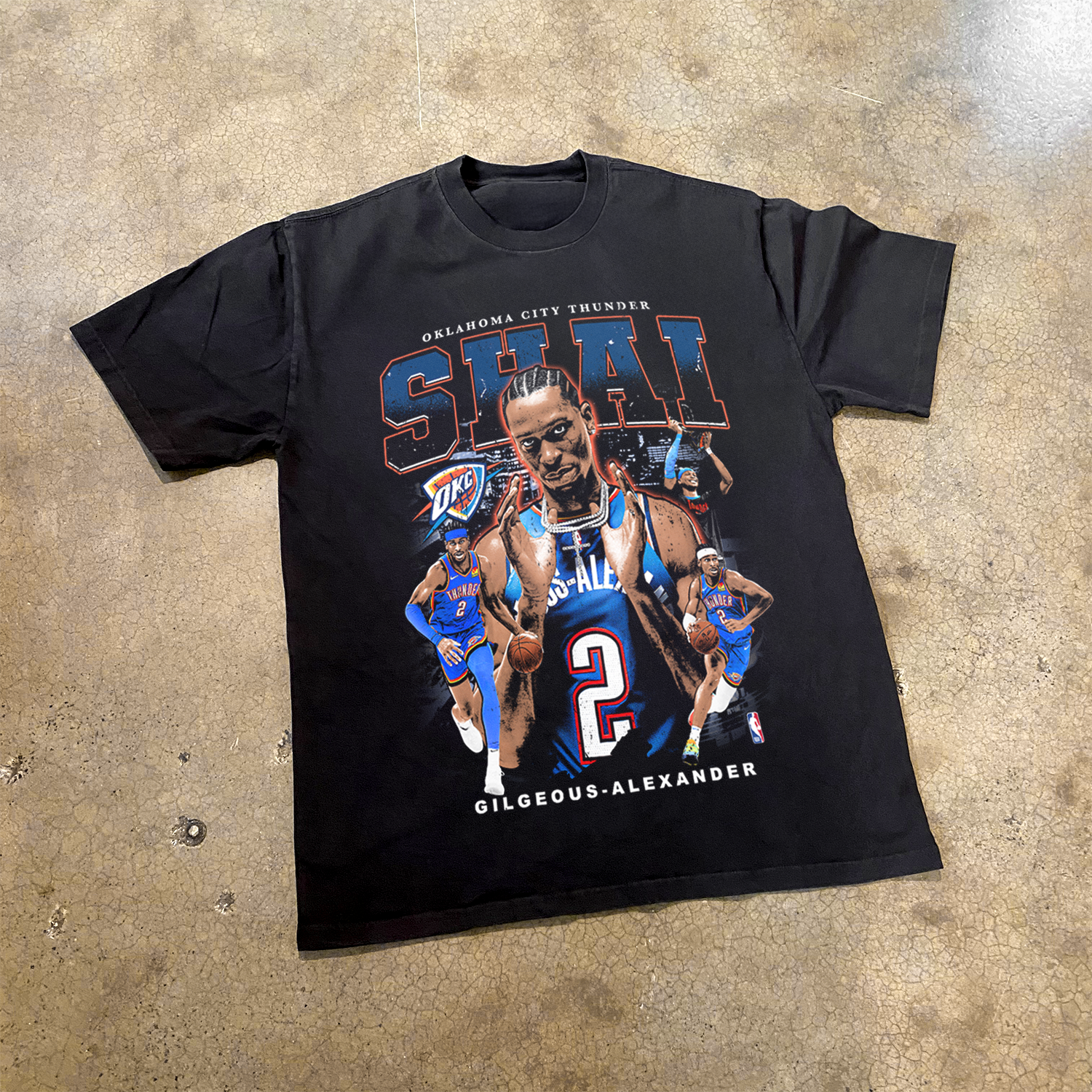 2025 SHAI G.A. 'THUNDER' FINALS HEAVY FADED BLACK T-SHIRT Hoodie, Sweatshirt | CiraTrend.com (Image 1)