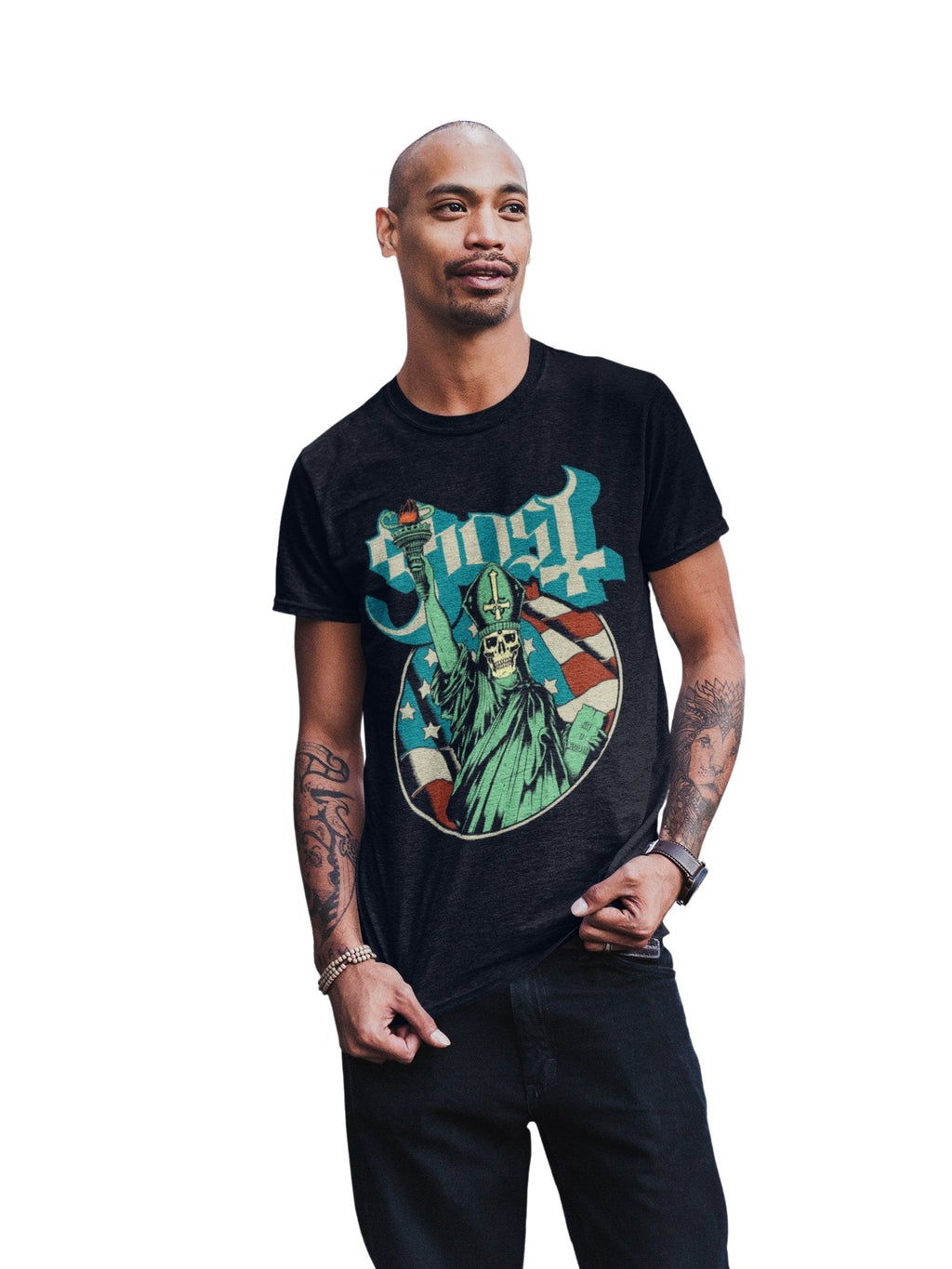 Ghost - Statue of Liberty Jumbo Print T-Shirt Hoodie, Sweatshirt | CiraTrend.com (Image 2)