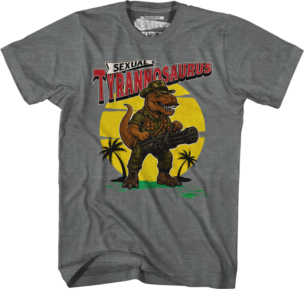 Graphite Heather Sexual Tyrannosaurus T-Shirt Hoodie, Sweatshirt | CiraTrend.com (Image 1)